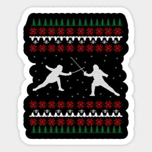 Fencing Ugly Christmas Sweater Gift Ideas Sticker